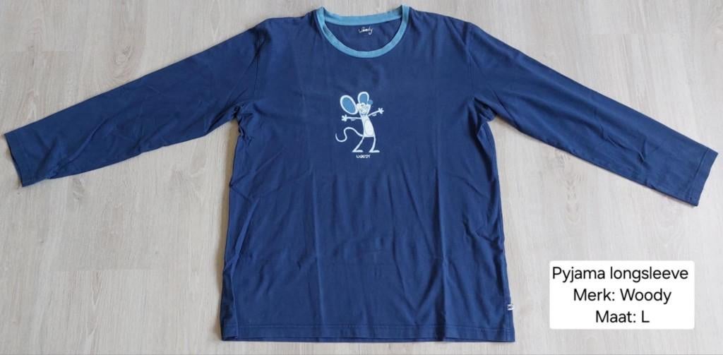 Pyjama longsleeve heren: Woody maat L (NIEUWSTAAT), Kleding | Heren, Ophalen of Verzenden, Zo goed als nieuw, Maat 52/54 (L), Woody