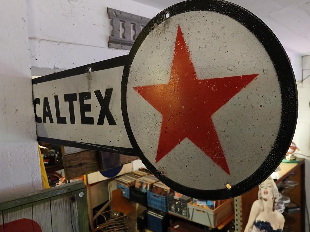 Caltex uithangbord dubbelzijdig, Verzamelen, Ophalen of Verzenden