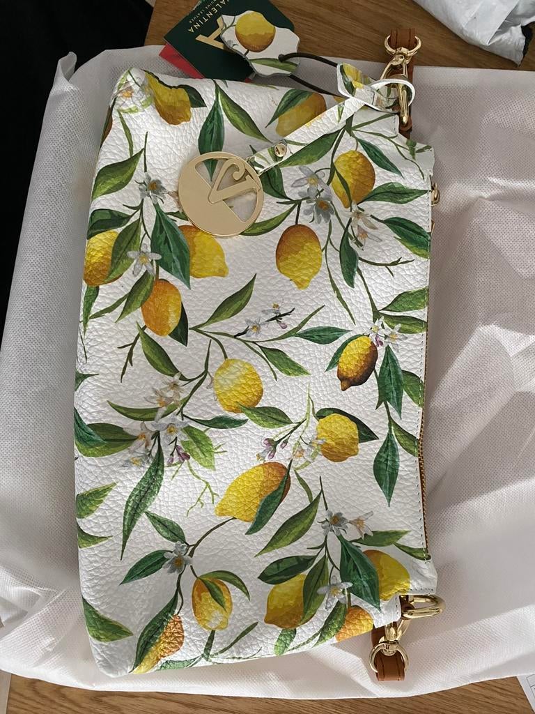 Lederen handtas met citroenprint, Ophalen of Verzenden, Nieuw, Overige kleuren, Handtas