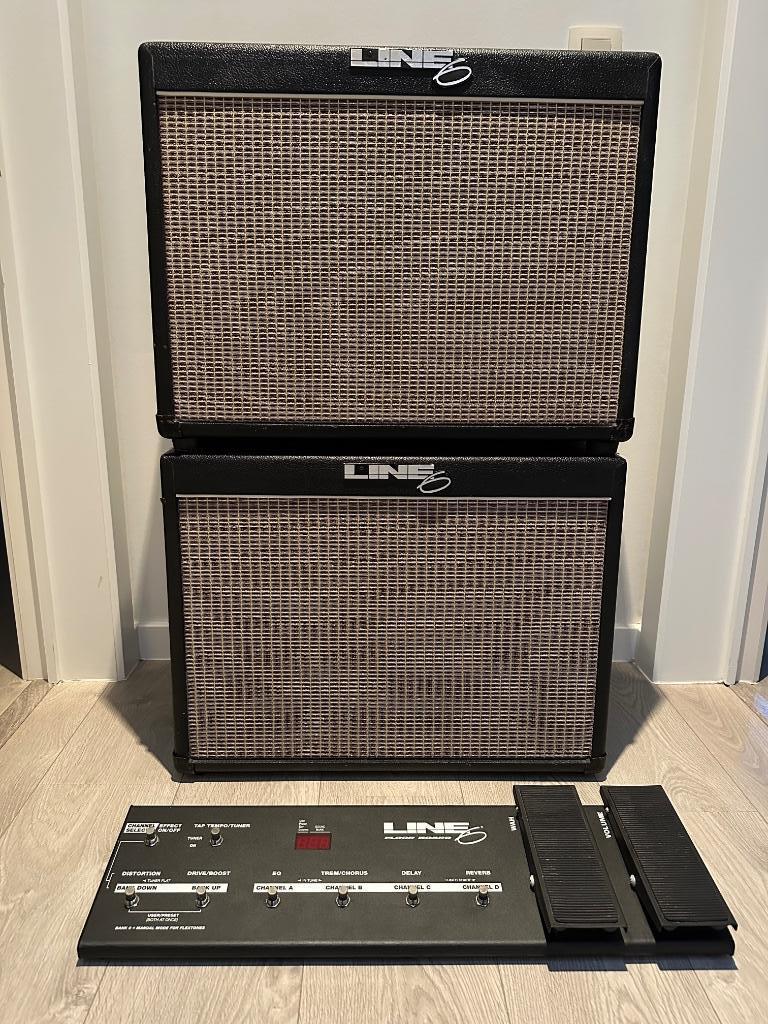 Line 6 Flextone II Plus + Cab + Floorboard, Muziek en Instrumenten, Versterkers | Bas en Gitaar, Ophalen, Gebruikt, Gitaar, 50 tot 100 watt