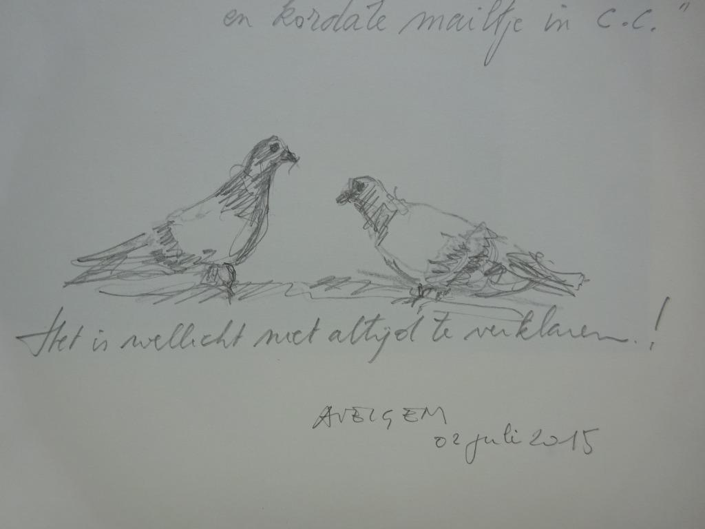 Hervé Martijn, Ounce, 2015, met originele tekening, duiven, Ophalen of Verzenden, Zo goed als nieuw