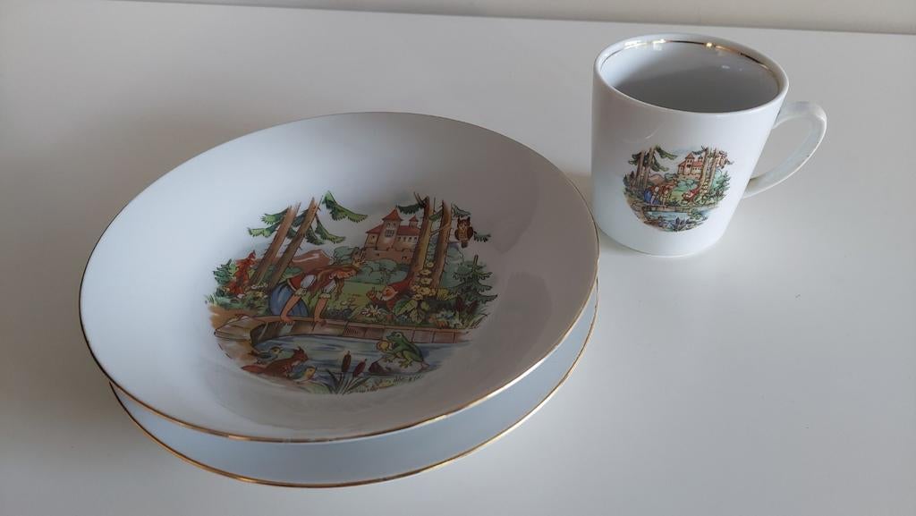 Kahla 3-delig kinderservies van sprookje de Kikkerkoning, Enlèvement ou Envoi