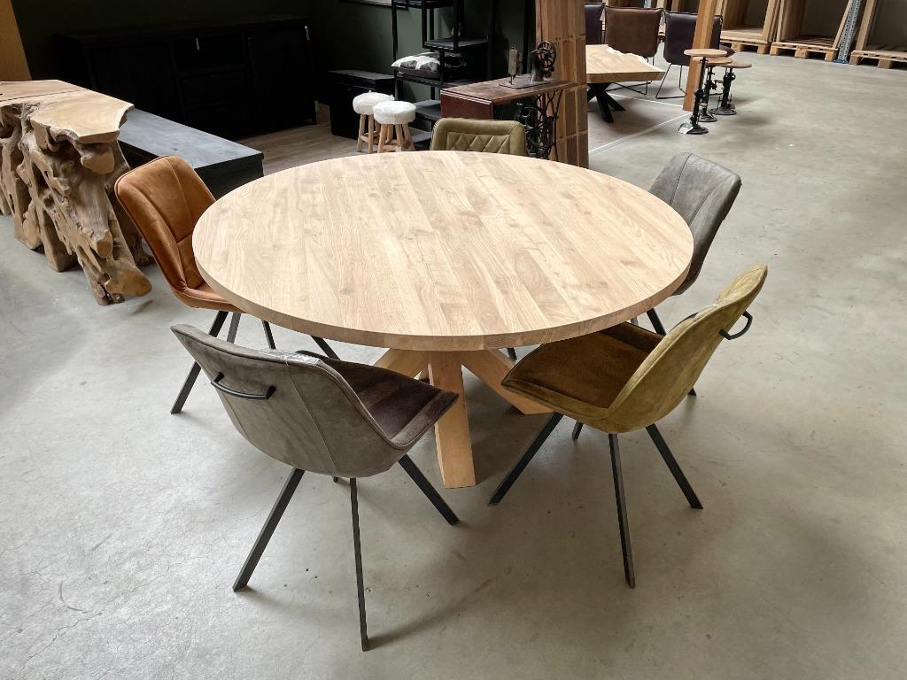 Tafelblad rond | 40mm dik | massief eiken | recht & verjongd, Huis en Inrichting, Tafels | Eettafels, Nieuw, Eikenhout, Rond, Hout