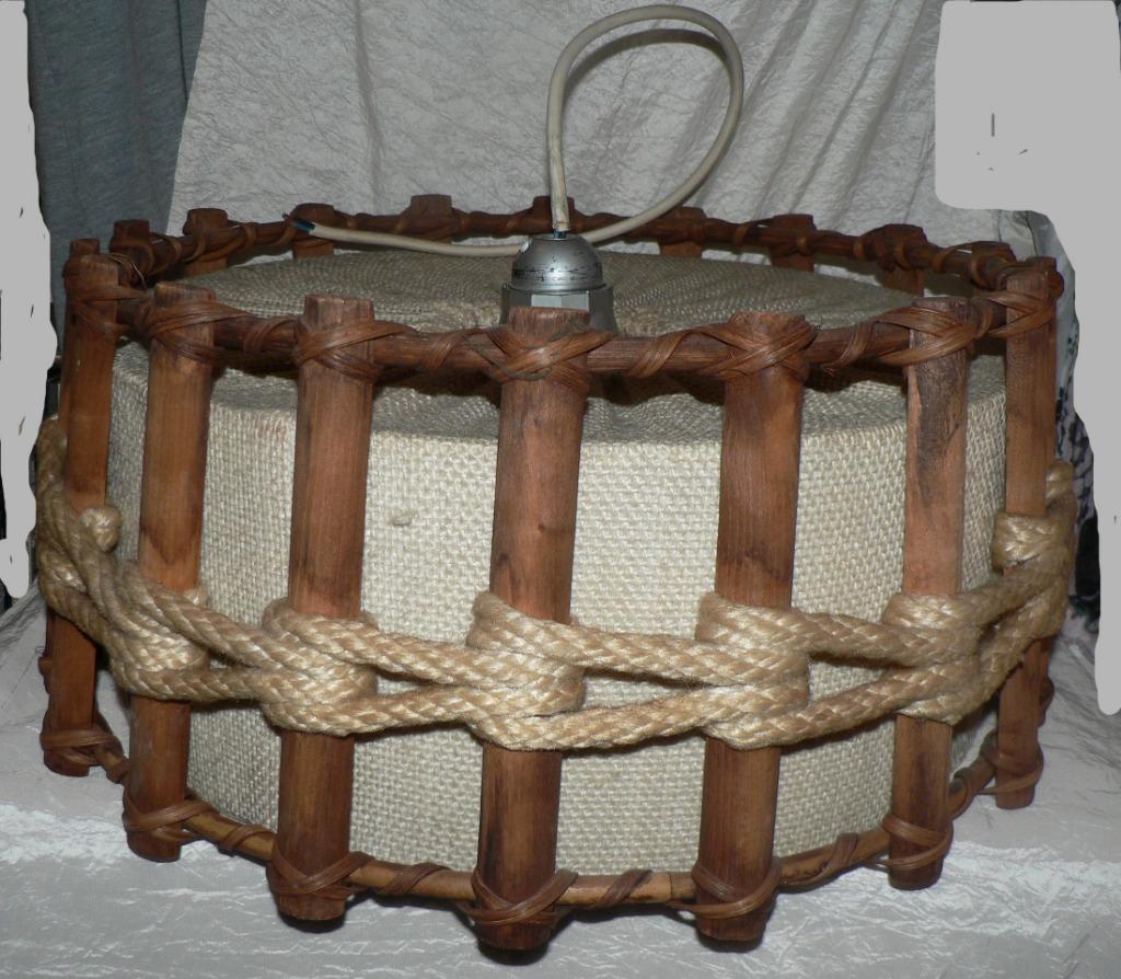 hangluster retro met jute en hout jaren 70, Ophalen, Huis en Inrichting