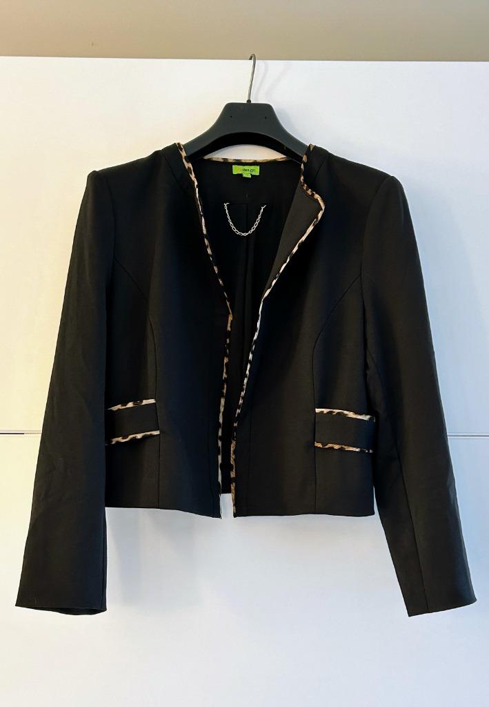 K-design zwart vestje met panterprint, K-design, Zwart, Maat 46/48 (XL) of groter, Ophalen of Verzenden