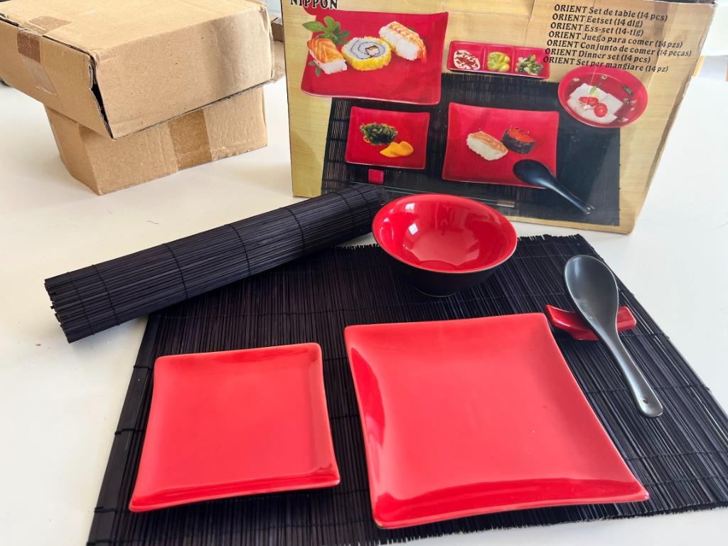 Sushiset borden 2personen, Huis en Inrichting, Ophalen, Keramiek, Zo goed als nieuw, Bord(en)