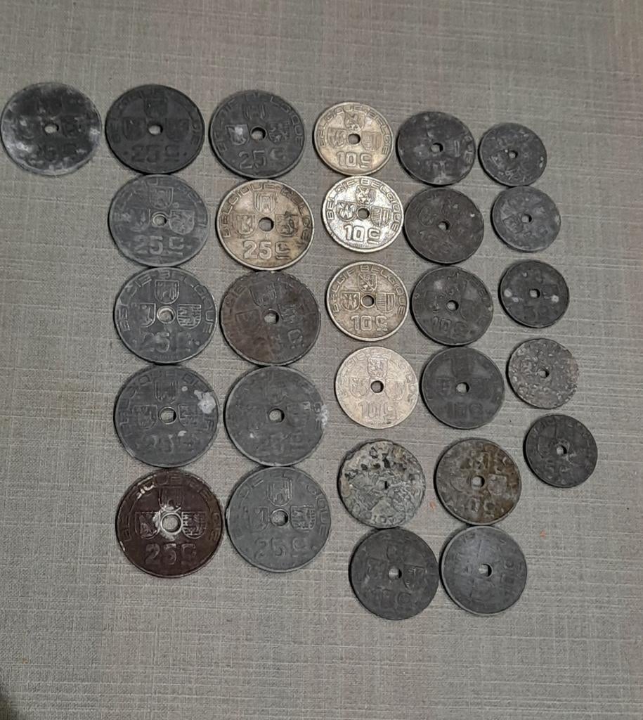 Pièces (28)de 5,10&25 centimes Leopold III type Jespers, Enlèvement ou Envoi