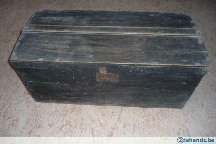 Houten koffer zwart, Antiek en Kunst, Antiek | Woonaccessoires