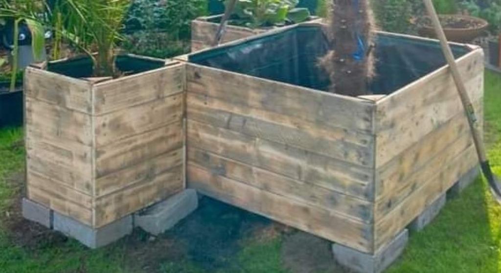 Gerecycleerde Houten Plant-boom-bloembakken., Tuin en Terras, Ophalen, 100 cm of meer, Vierkant, Nieuw