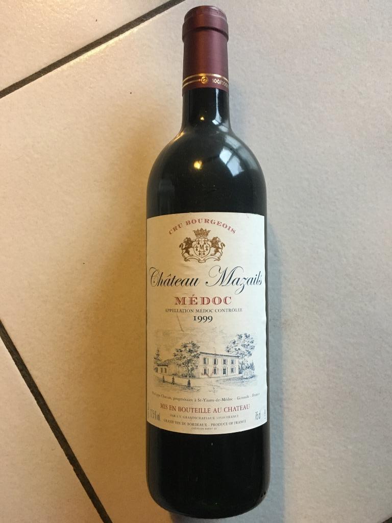 Chateau Mazails Medoc 1999, Collections, Enlèvement ou Envoi, Pleine, Comme neuf, Vin rouge