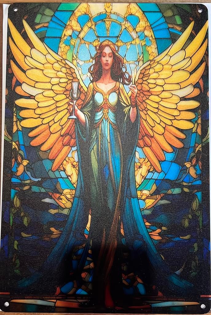 Plastic plaat met afbeelding Engel met beker 20 x 30cm trans, Enlèvement ou Envoi, Neuf, Imprimé