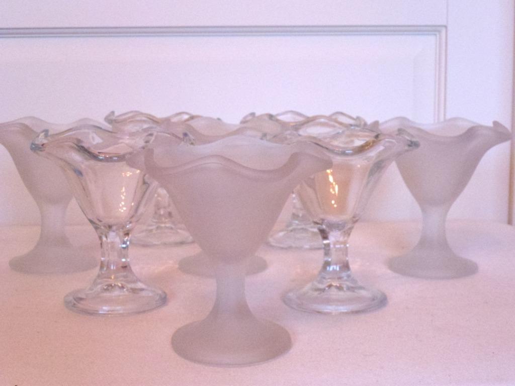set van 8 grote ijscoupes / glas, Ophalen of Verzenden, Zo goed als nieuw, Glas, Overige typen