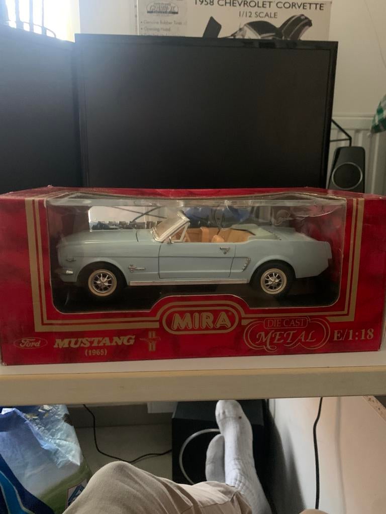 GOLDEN LINE FORD MUSTANG 1965 cabriolet open bleu clair 1/18, Ophalen of Verzenden, Zo goed als nieuw, Auto, Overige merken