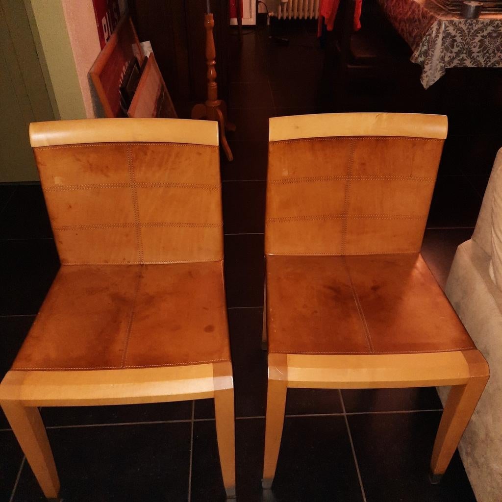 Design stoelen ( Georgetti ) , 4 stuks . In leder !, Ophalen, Zo goed als nieuw