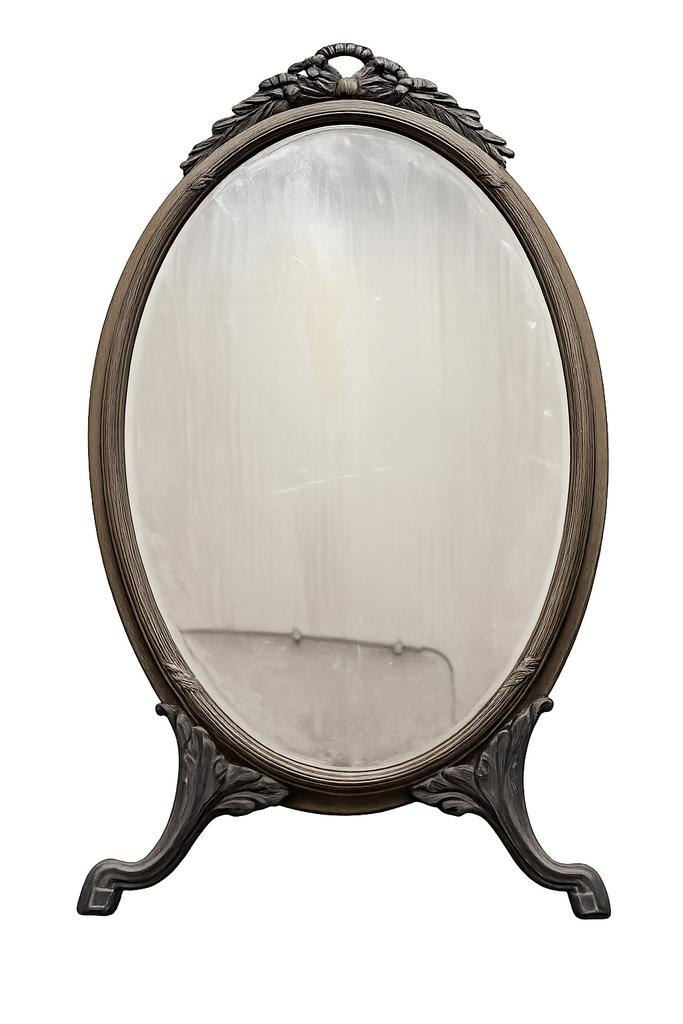 Miroir ancien ovale style Louis XV métal, Antiquités & Art, Enlèvement, Ovale