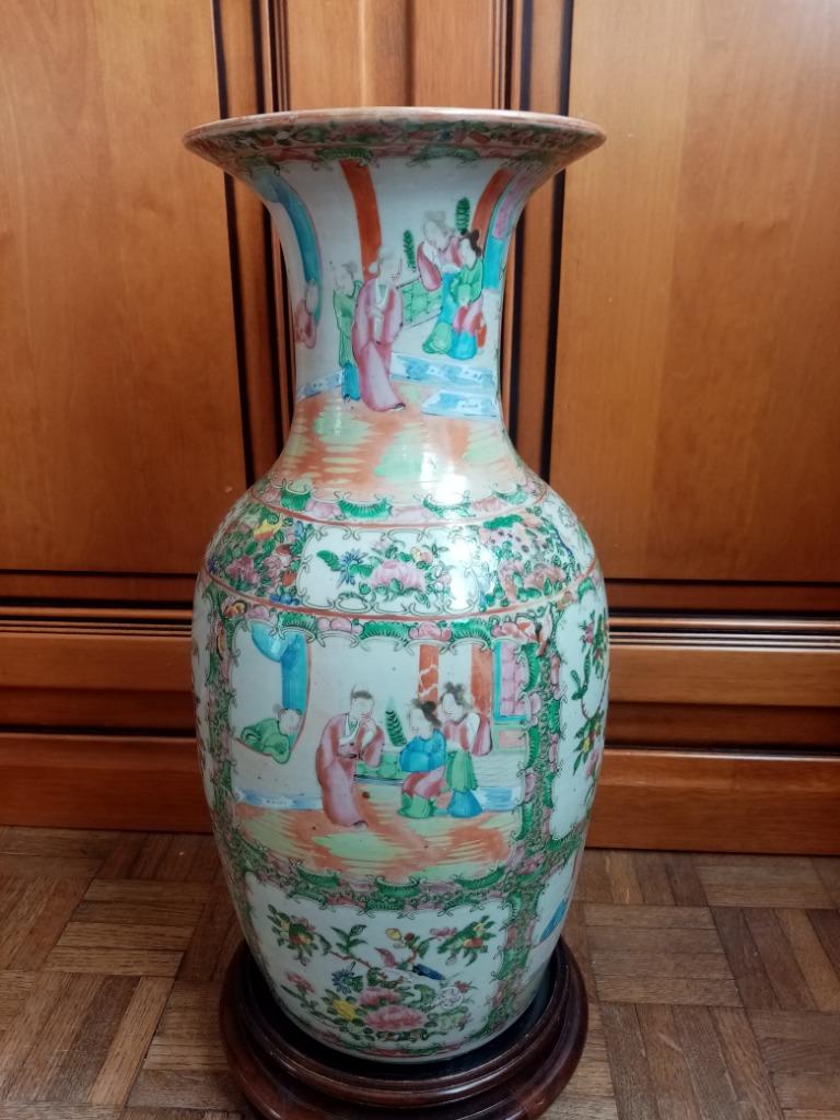 Vase Chinois Canton en porcelaine  fin 19 -ème 1890s (45cm), Enlèvement