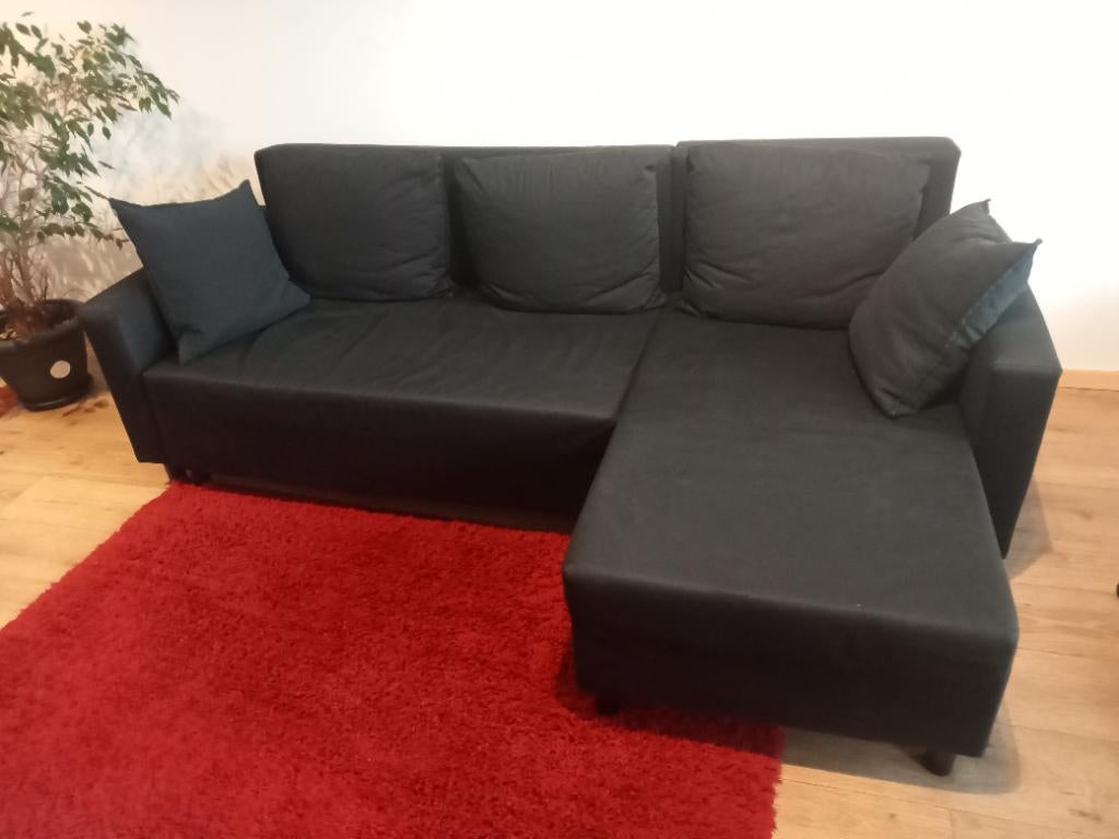 salon, Enlèvement, Utilisé, Tissus, Canapé en L noir en tissu