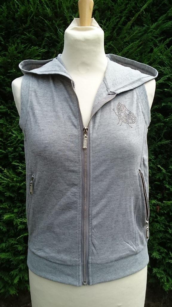 bodywarmer jogging grijs kap 2 zakken vlinder+strass NIEUW, Ophalen of Verzenden, Nieuw, Maat 36 (S), Grijs