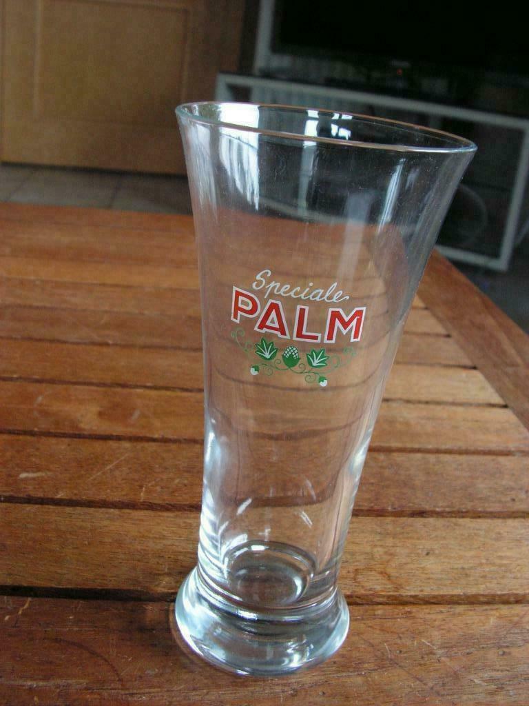 Lot van 5 glazen “Speciale Palm”, Ophalen of Verzenden, Zo goed als nieuw, Bierglas