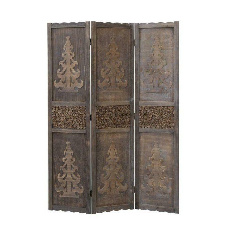 Paravent en bois brun 3 pans séparateur de piece XXL NEUF