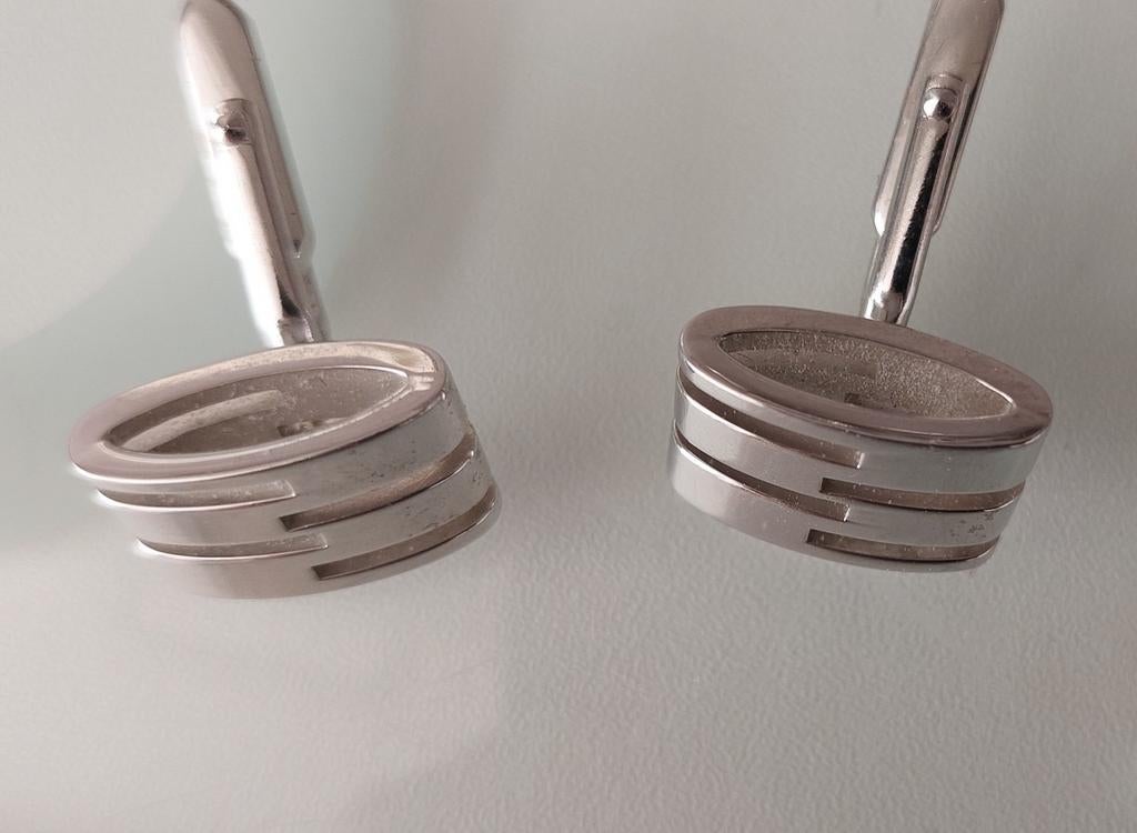 Beaux boutons de manchette vintage.. métal blanc, Enlèvement ou Envoi, Comme neuf