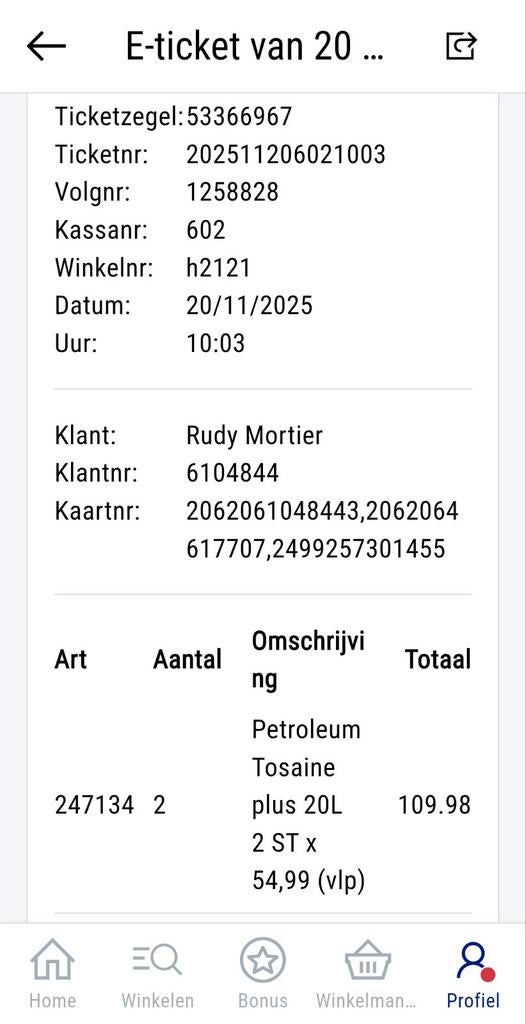 2 BIDONS TOSAÏNE PLUS PETROLEUM VAN 20 LITER, Ophalen