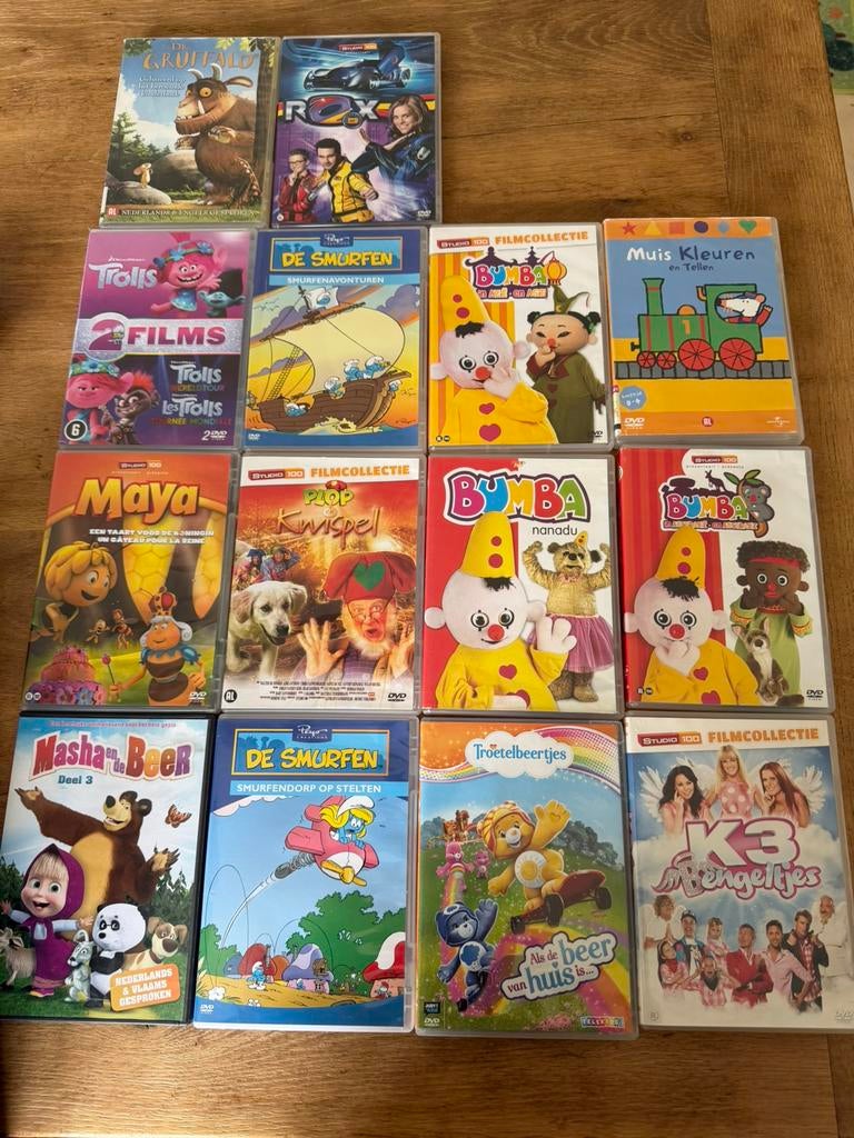 Lot kinderdvd’s – 14 stuks – Bumba, K3, Smurfen, Trolls, …, Ophalen, Zo goed als nieuw
