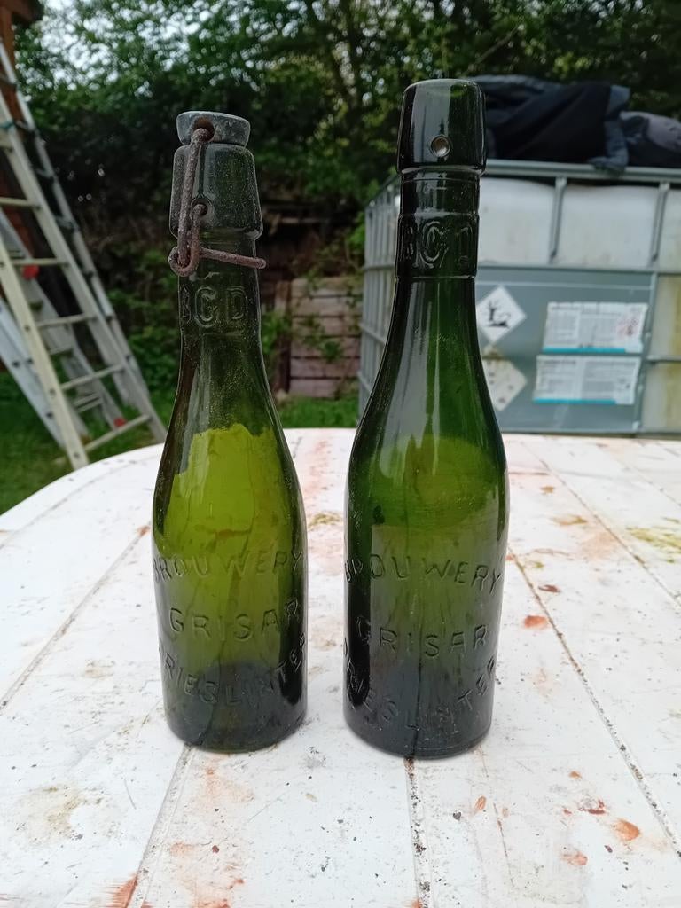 Oude  bierflessen brouwerij  De Schrans Crisar Drieslinter, Verzamelen, Ophalen of Verzenden, Gebruikt