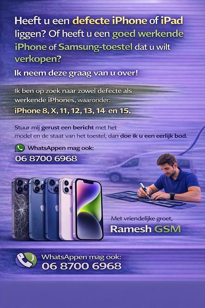 Ik ben op zoek naar zowel defecte als werkende iPhones, Telecommunicatie, Ophalen of Verzenden, Zo goed als nieuw
