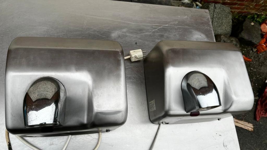 RVS handdroger set van 2, 2300W professioneel, Ophalen, Gebruikt, Inox, Overige typen