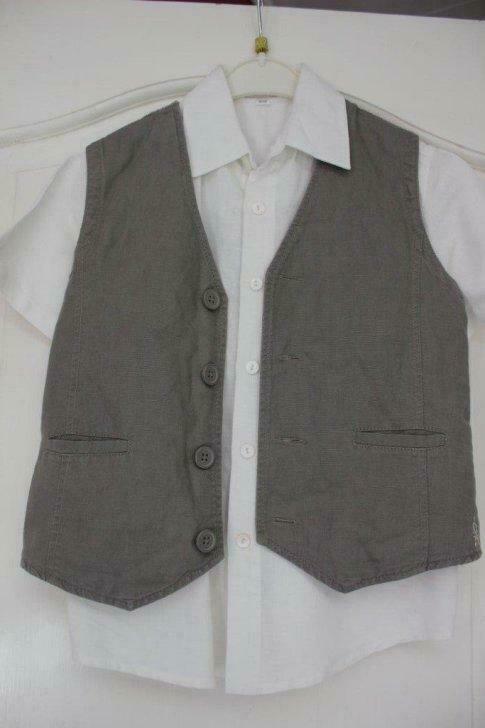 Ensemble chemise + gilet en lin (8 ans), Enlèvement ou Envoi, Utilisé, Garçon, Chemise ou À manches longues