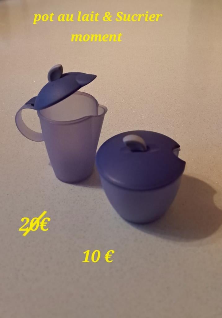 Sucrier et pot au lait tupperware, Huis en Inrichting, Verzenden, Zo goed als nieuw, Paars, Bak of Kom