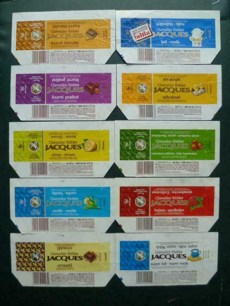 Chocolade Jacques wikkels  omslagen x 10 emballage chocolat, Ophalen of Verzenden, Gebruikt