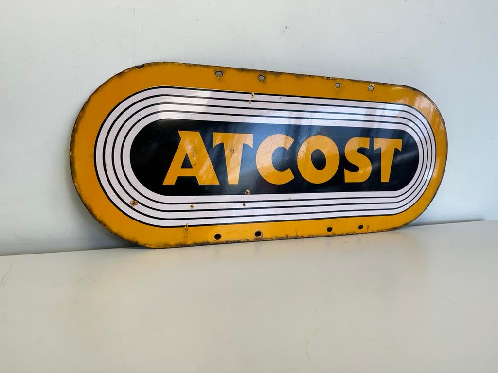 Enseigne publicitaire émaillée ATCOST, Enlèvement ou Envoi, Utilisé, Panneau publicitaire