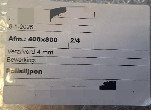 Spiegelglas zilver, 4st, 408x800, nieuw, Ophalen, Nieuw, Rechthoekig