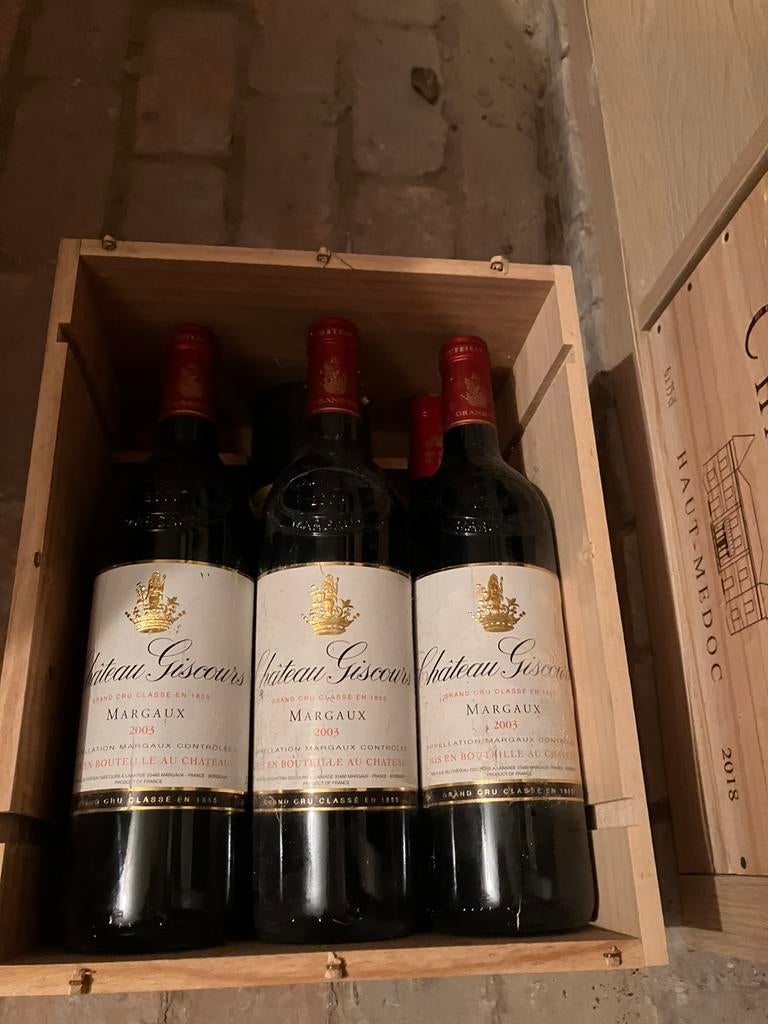 Chateau Giscours GCC 2003 - 3 bouteilles, Ophalen, Zo goed als nieuw