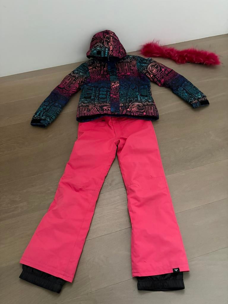 O’Neill ski jas & Roxy ski broek (roze, maat 152/12 jaar), Ophalen, Gebruikt, Meisje, Setje