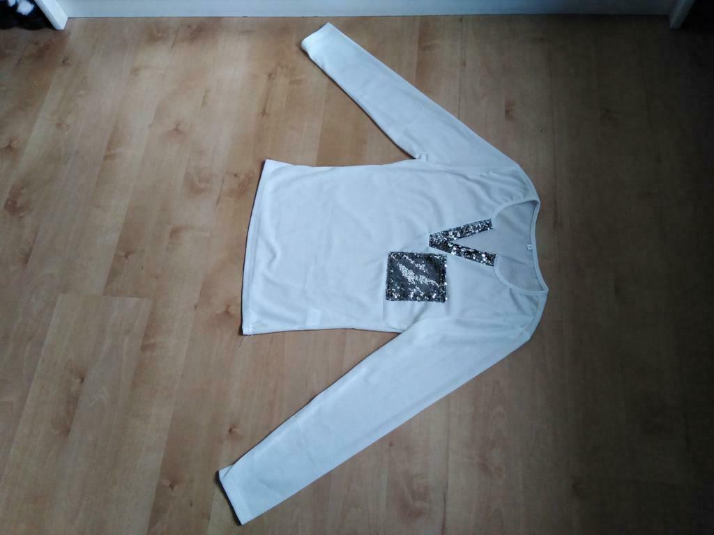 Witte trui met pailletten, Enlèvement ou Envoi, Neuf, Taille 36 (S), Blanc