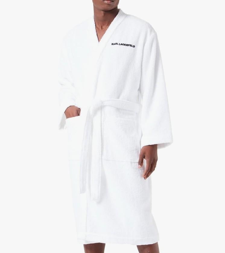 Karl Lagerfeld Maison badjas 100% katoen blauw/wit , badstof, Karl Lagerfeld, Ophalen of Verzenden, Nieuw, Maat 42/44 (L)