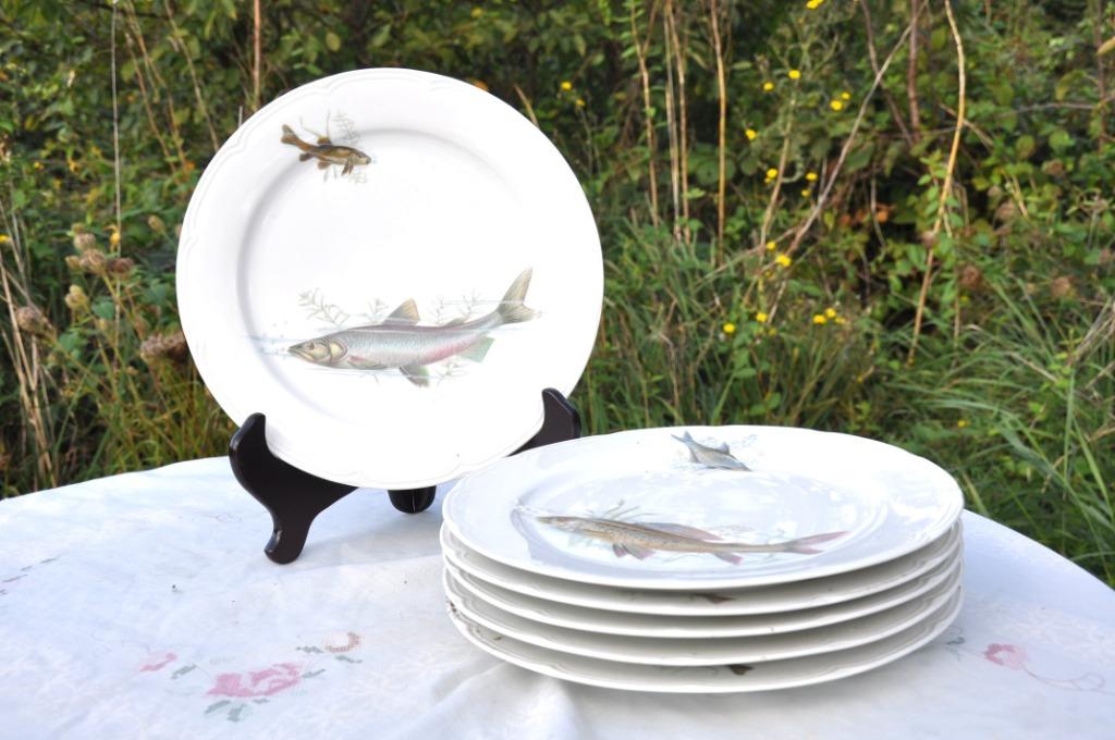 6 assiettes a poisson en porcelaine, Maison & Meubles, Enlèvement ou Envoi, Comme neuf, Porcelaine, Assiettes(s)