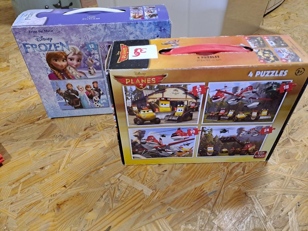 Puzzelboxen (4 in 1) Frozen en Planes, Kinderen en Baby's, Ophalen, 10 tot 50 stukjes, Gebruikt, 2 tot 4 jaar