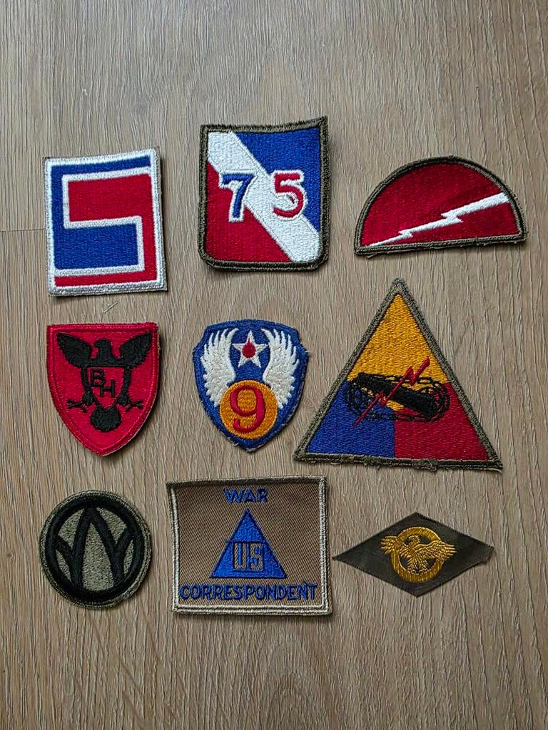 Lot de 9 patchs américains différents pendant la Seconde Gue, Collections, Enlèvement ou Envoi