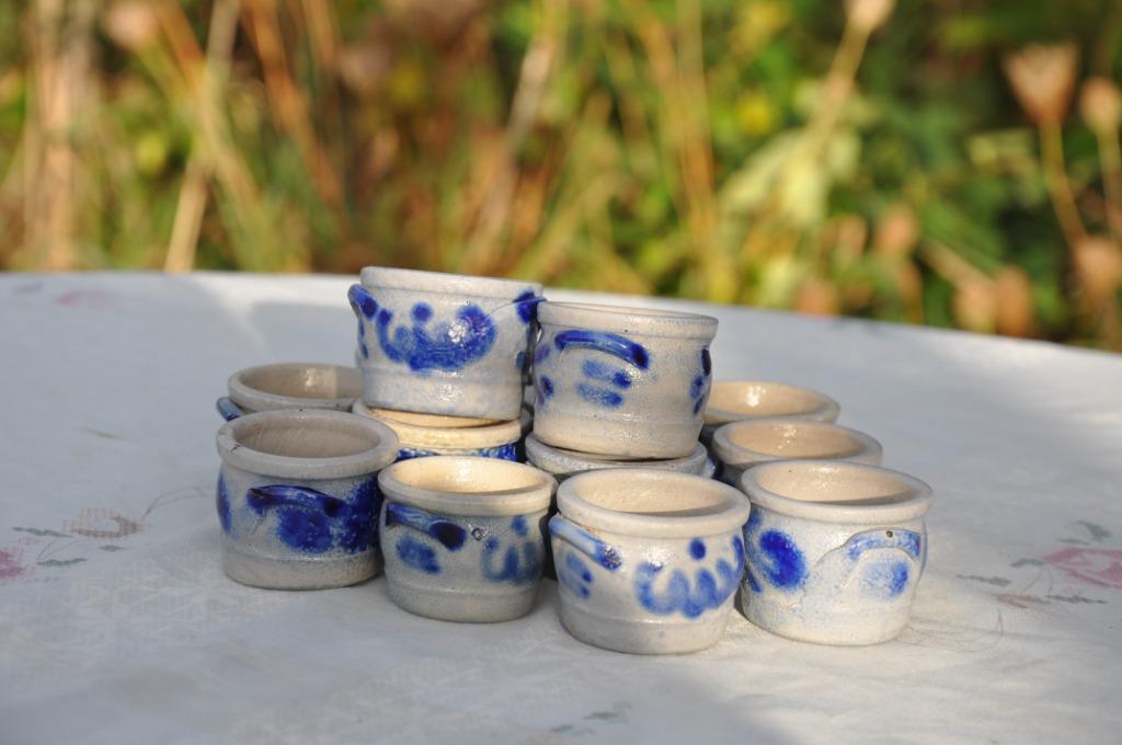 14 minis pots en gres gris bleu, Ophalen of Verzenden, Gebruikt, Overige materialen, Overige typen