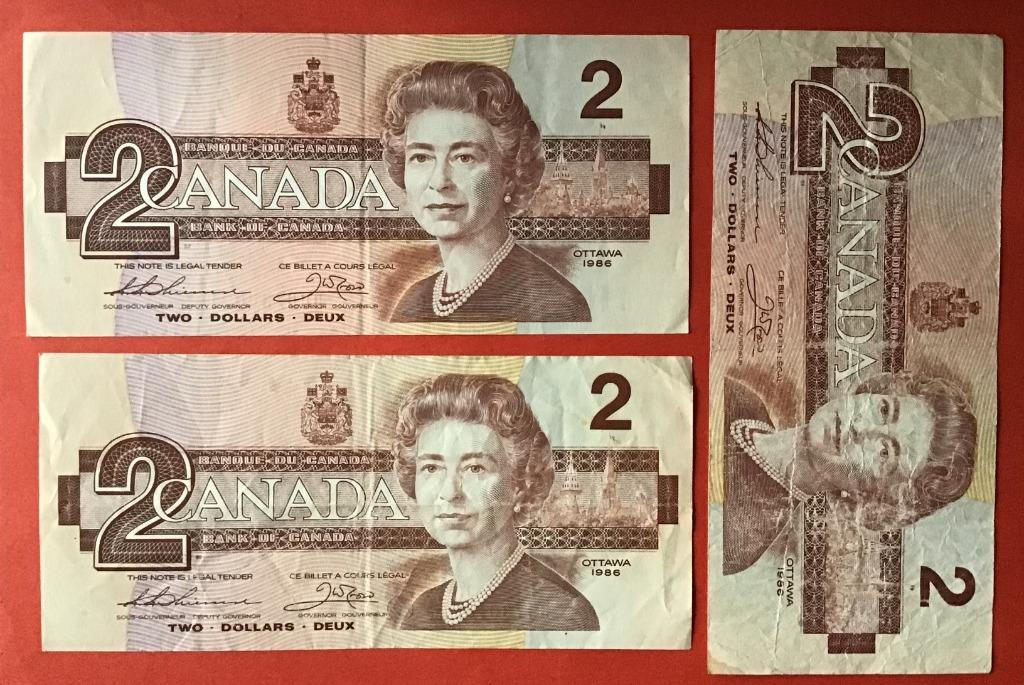 nog 2 Biljetten Canada 2 dollar 1986, Postzegels en Munten, Ophalen of Verzenden, Noord-Amerika, Setje