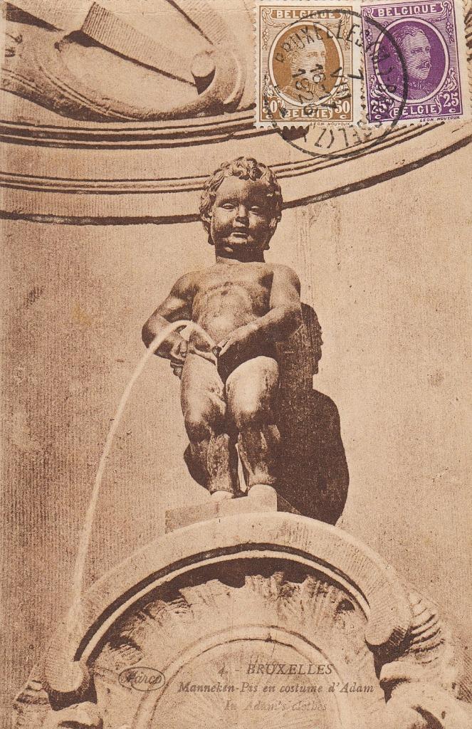1920 - BELGIË - Brussel - Manneken-Pis en costume d'Adam, Verzamelen, Postkaarten | België, Gelopen, Brussel (Gewest), 1920 tot 1940