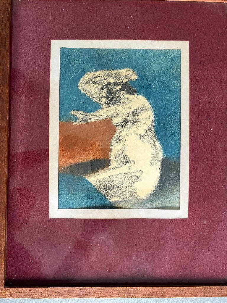 Gesigneerde Houtskool- en pasteltekening 1974, Antiek en Kunst, Ophalen