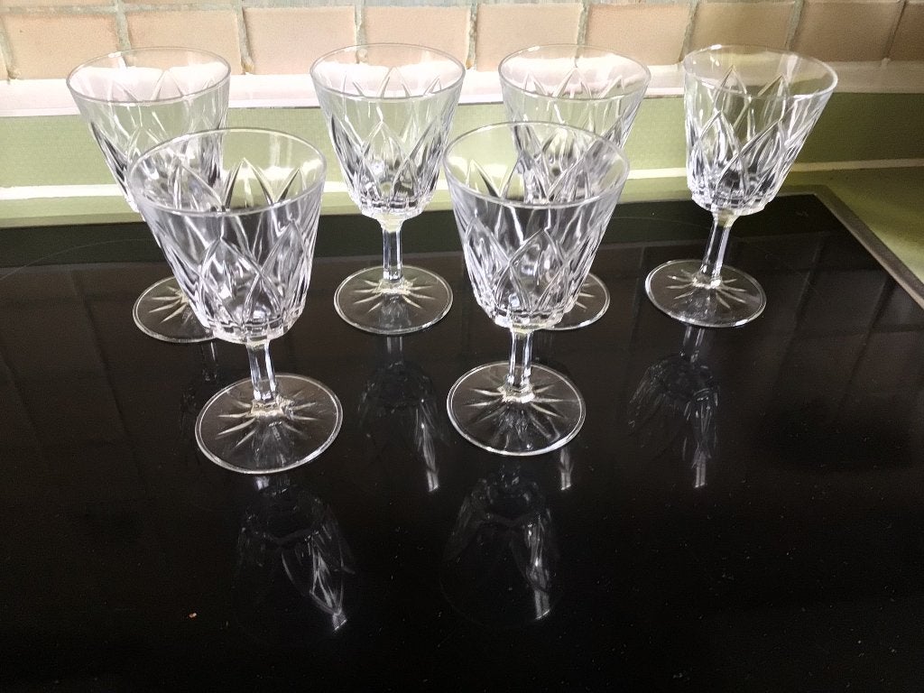Oude kristal wijnglazen, Ophalen of Verzenden