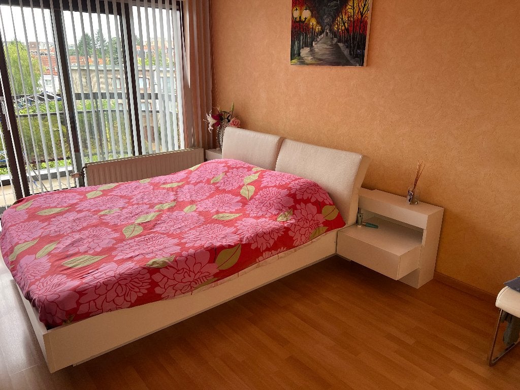 Bed + schuifkast, Ophalen, Gebruikt, Wit, Tweepersoons