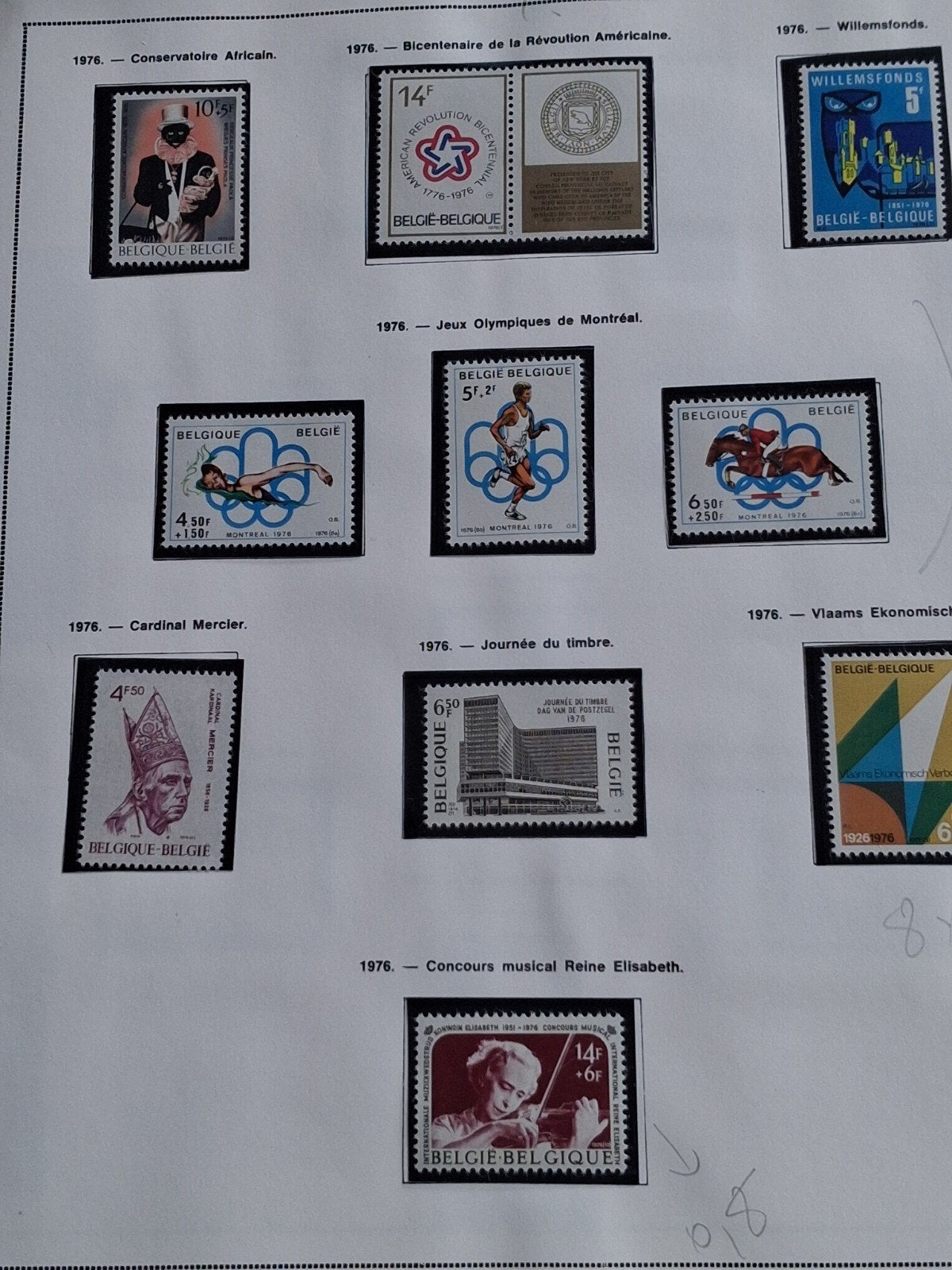 1976 compleet lot Belgische postzegels COB 1795/1837 +3 blok, Ophalen of Verzenden
