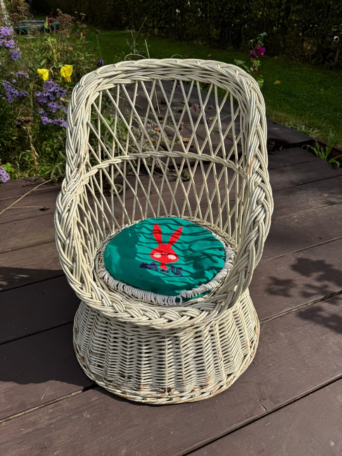 Retro rotan kinderstoeltje met kussentje, Enlèvement, Utilisé, Osier ou Rotin